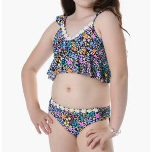 NWT Girls Dainty Ruffle Triangle Two-Piece Swimsuit